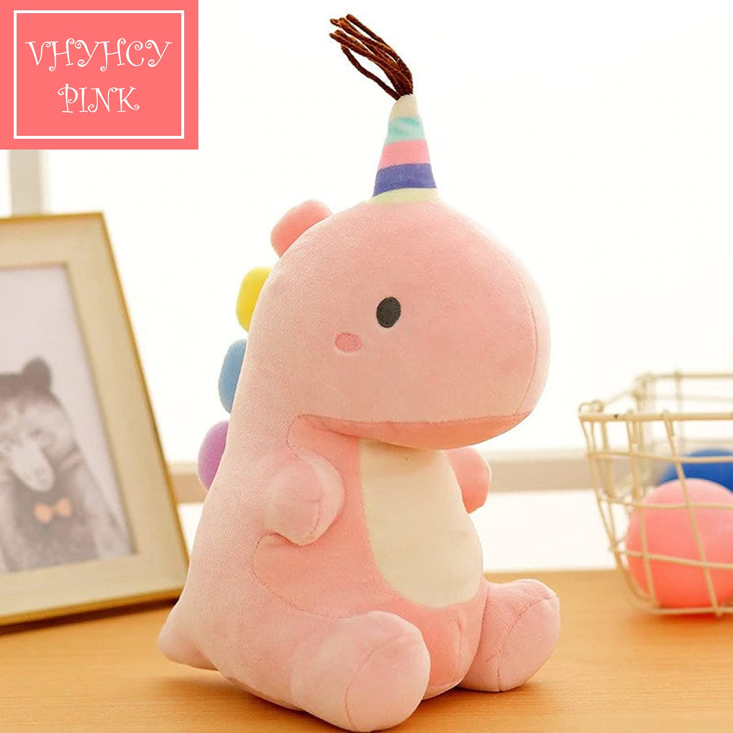 VHYHCY Pink Dinosaur Plush Toy - Soft 9 Inch Stuffed Animal for Kids