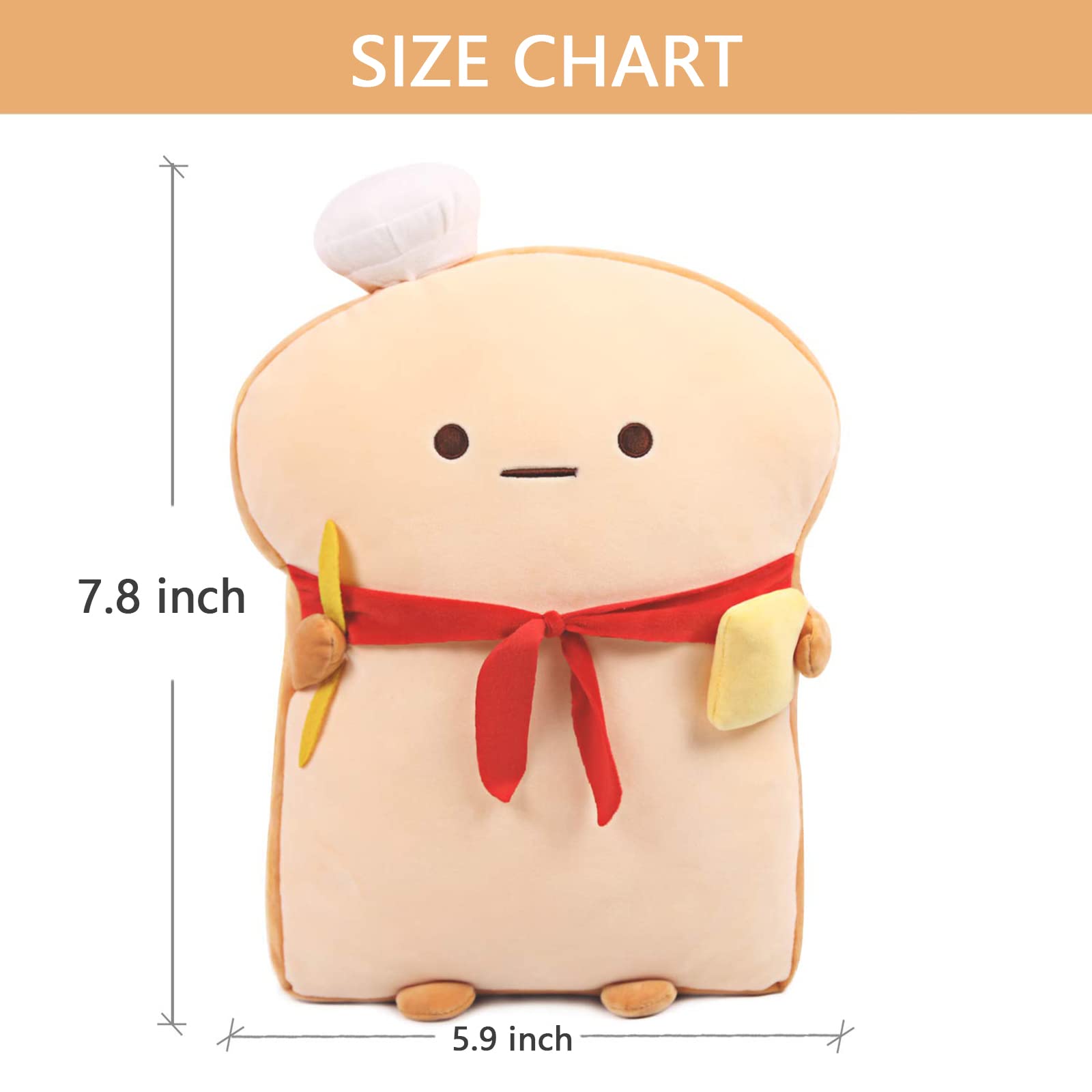 VHYHCY Toast Bread Pillow - Cute Food Plush Toy Pillow, Brown