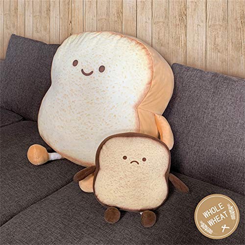 VHYHCY Toast Bread Pillow – Soft Cute Plush Toy with Happy Face (Brown)