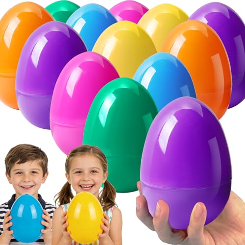 Viaecone 6-Pack Jumbo Easter Eggs – 6 Inch Large Fillable Plastic Eggs in 6 Bright Colors for Hunts, Baskets, and Party Favors