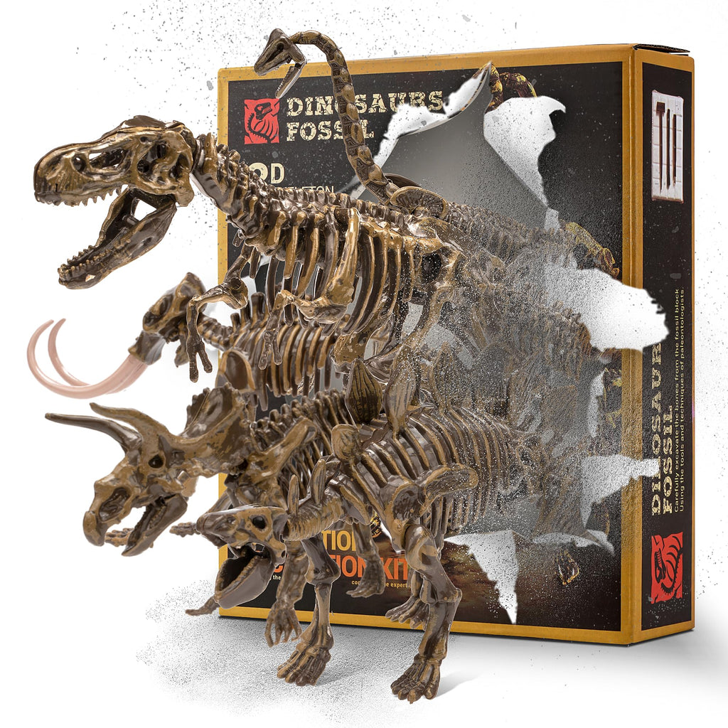 VIBIRIT Dig Up Dinosaurs Skeleton Set – Dinosaur Digging Fossil Kit for Kids 5-12, Excavation Toys with Random Surprise Model