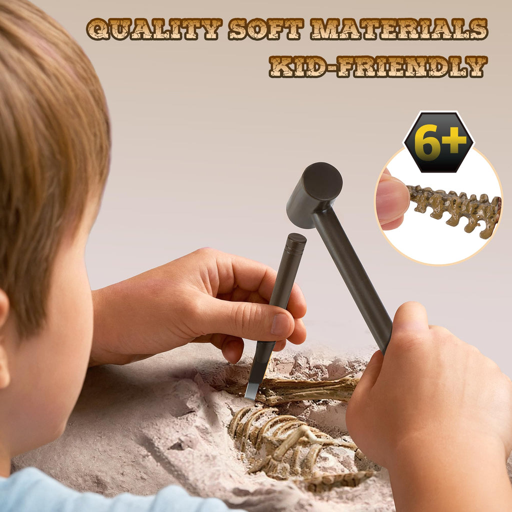 VIBIRIT Dig Up Dinosaurs Skeleton Set – Dinosaur Digging Fossil Kit for Kids 5-12, Excavation Toys with Random Surprise Model