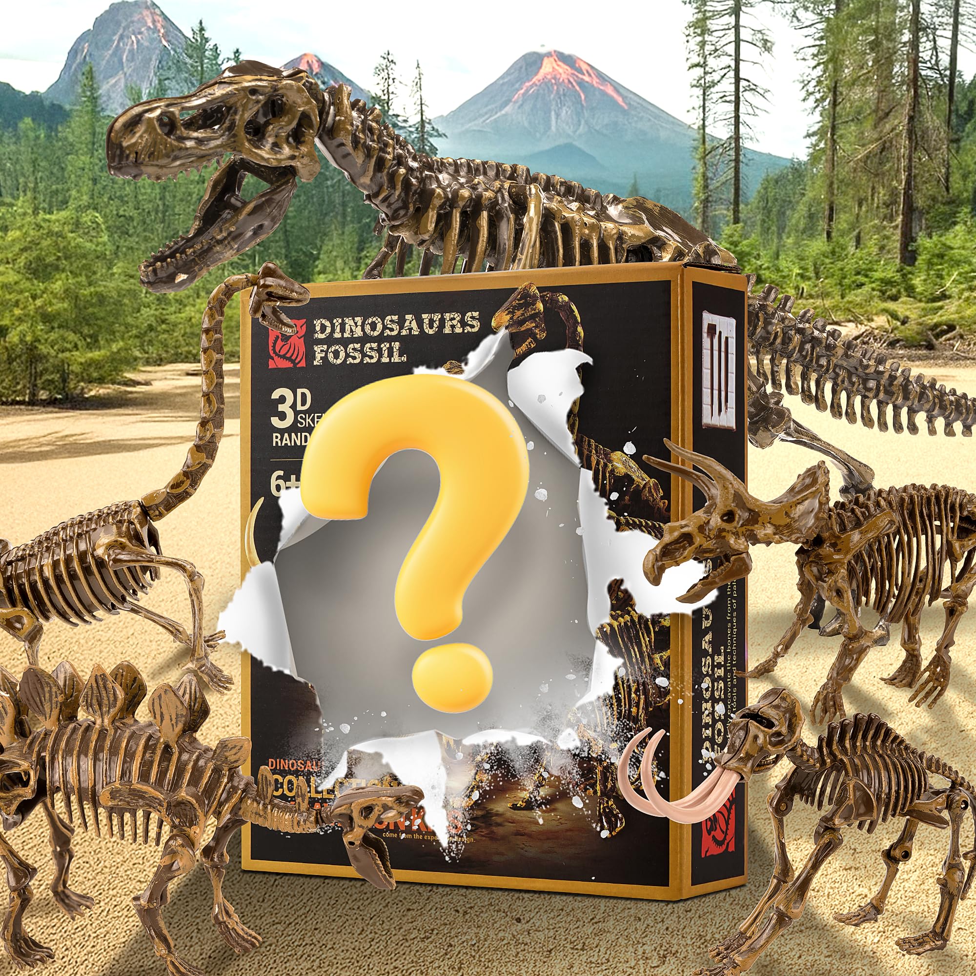 VIBIRIT Dig Up Dinosaurs Skeleton Set – Dinosaur Digging Fossil Kit for Kids 5-12, Excavation Toys with Random Surprise Model