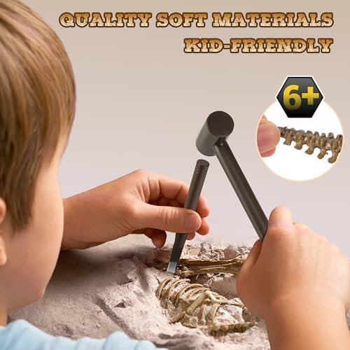 VIBIRIT Dinosaur Dig Kit with Triceratops Skeleton for Kids Ages 5-12