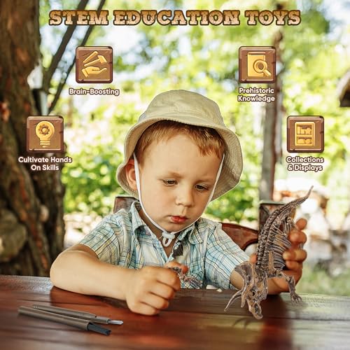 VIBIRIT Dinosaur Dig Kit with Triceratops Skeleton for Kids Ages 5-12