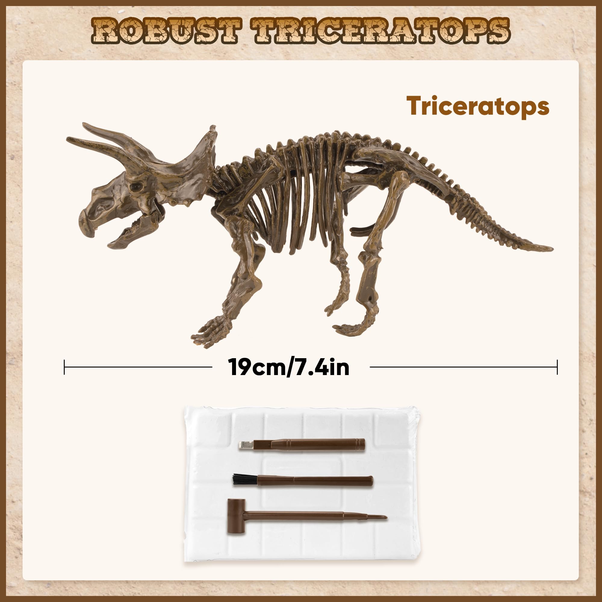 VIBIRIT Dinosaur Dig Kit with Triceratops Skeleton for Kids Ages 5-12