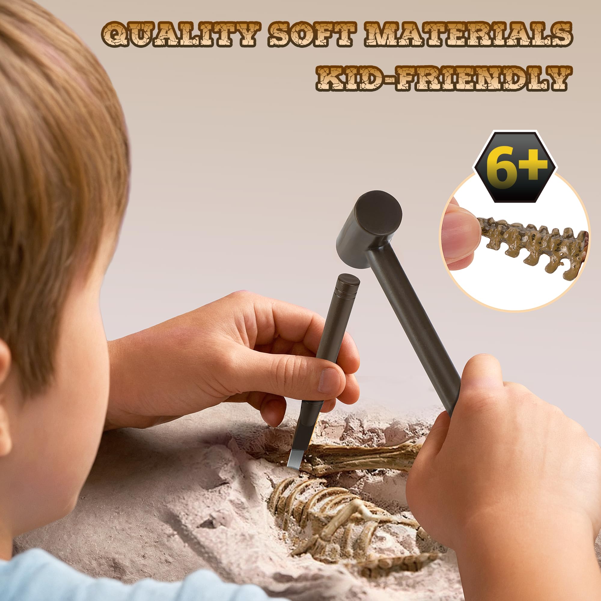 VIBIRIT Dinosaur Dig Kit with Triceratops Skeleton for Kids Ages 5-12