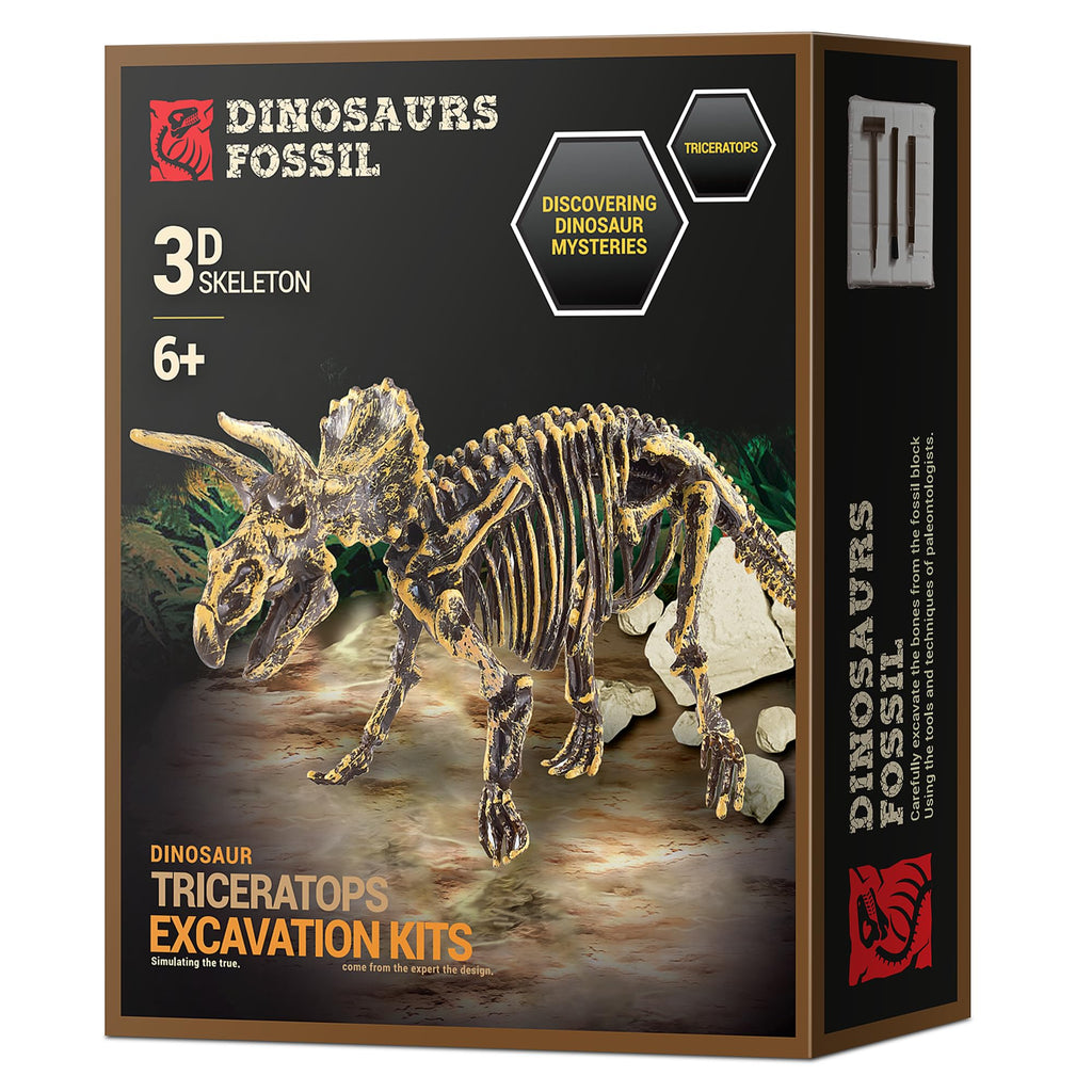 VIBIRIT Dinosaur Dig Kit with Triceratops Skeleton for Kids Ages 5-12