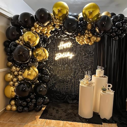 Vibzox 12 Pack Gold Foil Balloons - 22, 15, & 10 Inch 4D Metallic Round Party Balloons
