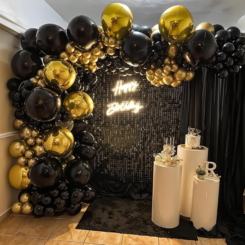 Vibzox 12 Pack Gold Foil Balloons - 22, 15, & 10 Inch 4D Metallic Round Party Balloons