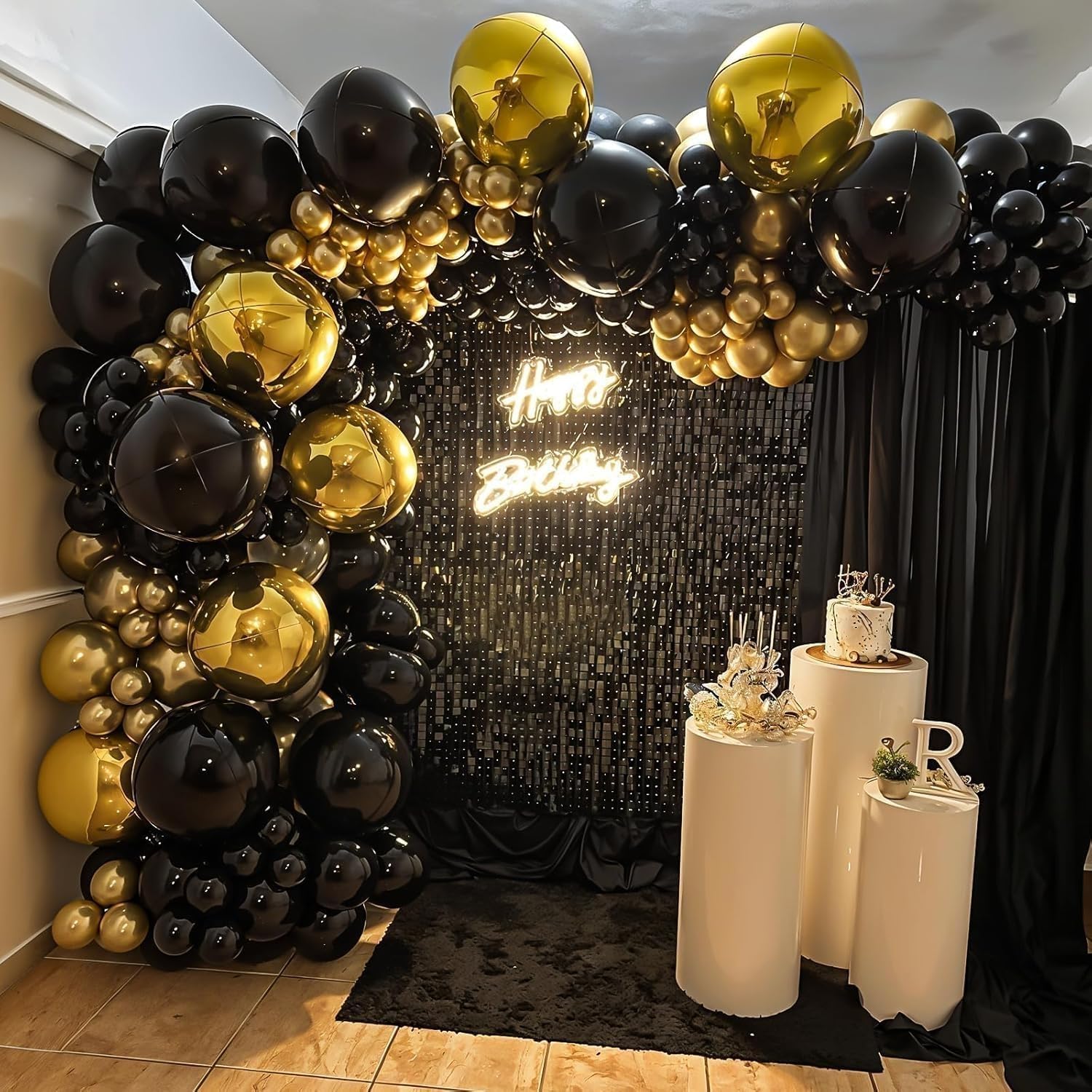 Vibzox 12 Pack Gold Foil Balloons - 22, 15, & 10 Inch 4D Metallic Round Party Balloons