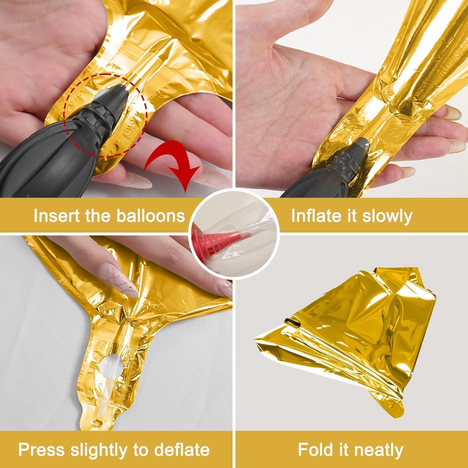 Vibzox 12 Pack Gold Foil Balloons - 22, 15, & 10 Inch 4D Metallic Round Party Balloons