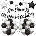 Vibzox Go Shawty It's Your Birthday Banner & Balloon Set – Black & Silver Hip Hop Party Decor