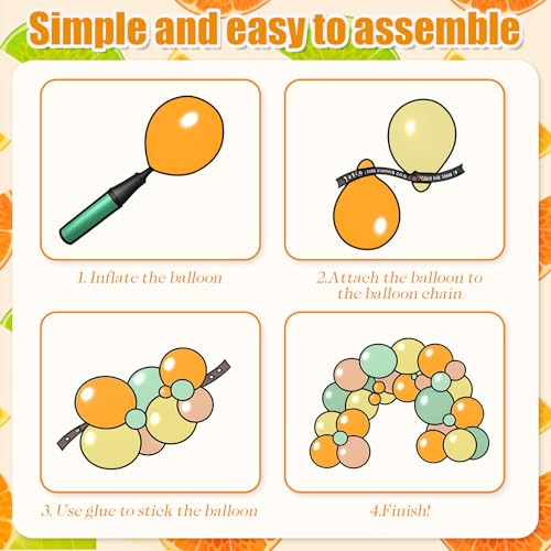 Vibzox Orange Yellow Balloon Garland Arch – Fruit Theme Baby Shower Decor Kit with 115 Balloons