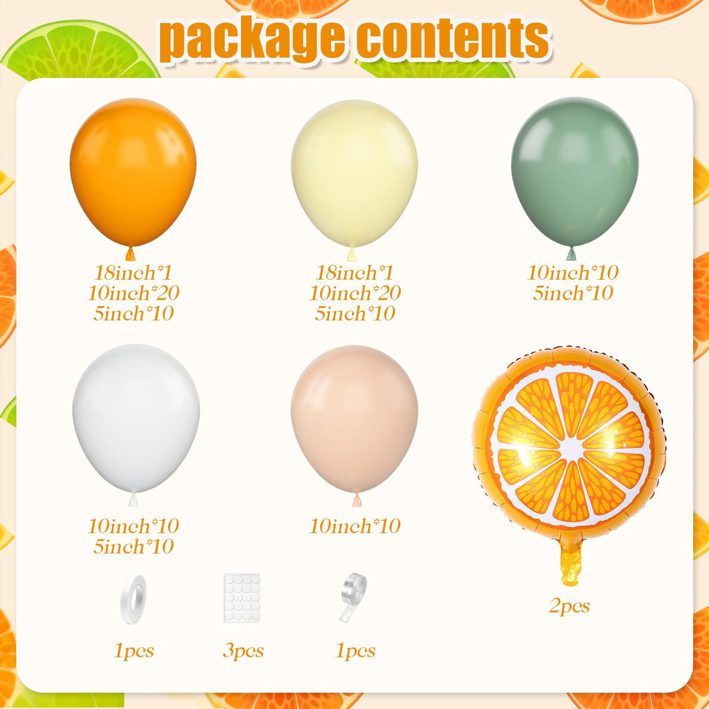 Vibzox Orange Yellow Balloon Garland Arch – Fruit Theme Baby Shower Decor Kit with 115 Balloons