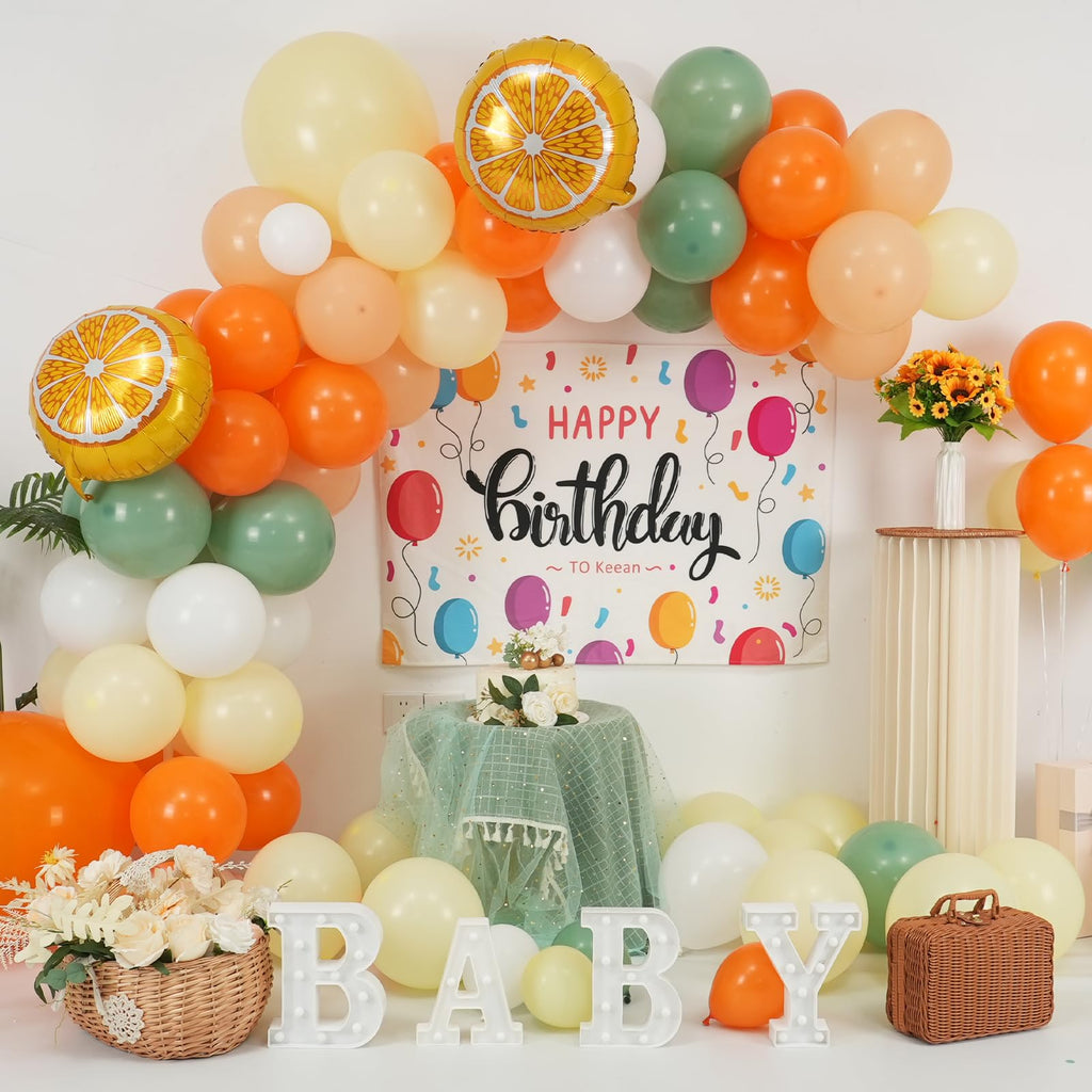 Vibzox Orange Yellow Balloon Garland Arch – Fruit Theme Baby Shower Decor Kit with 115 Balloons