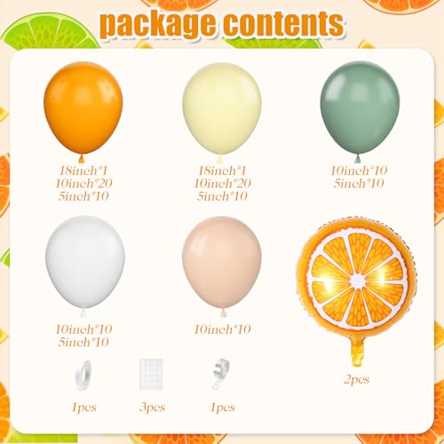Vibzox Orange Yellow Balloon Garland Arch – Fruit Theme Baby Shower Decor Kit with 115 Balloons