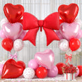 Vibzox Red Bow Balloon Set – 38" Foil Bow & Heart Balloons for Parties