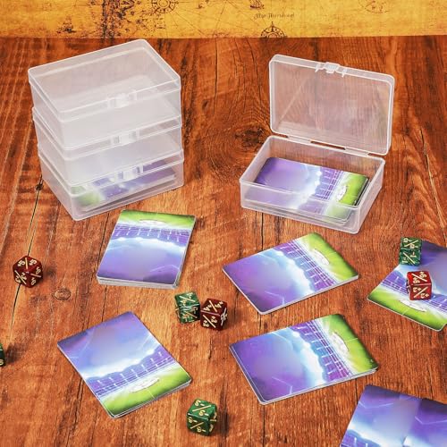 Vicenpal 6-Pack Clear Plastic Card Boxes – Trading Card Storage Cases with Snap Closure (4.05 x 2.91 x 1.35 Inches)