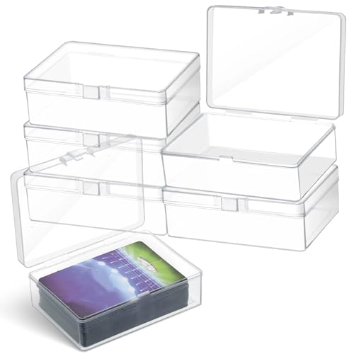 Vicenpal 6-Pack Clear Plastic Card Boxes – Trading Card Storage Cases with Snap Closure (4.05 x 2.91 x 1.35 Inches)