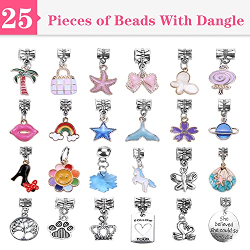 VICTLOV Charm Bracelet Making Kit - 126 Piece DIY Craft Set for Girls Ages 4-12 with Unicorn and Mermaid Beads