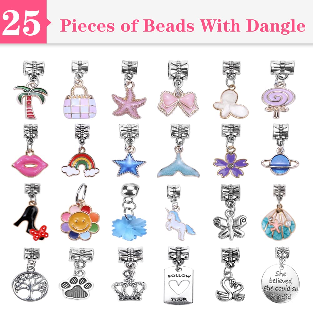 VICTLOV Charm Bracelet Making Kit - 126 Piece DIY Craft Set for Girls Ages 4-12 with Unicorn and Mermaid Beads