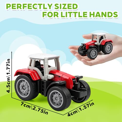 Victob 4 Pack Farm Tractor Toys for Toddlers 3-8, Die Cast Push Cars, Birthday Gift and Cake Toppers