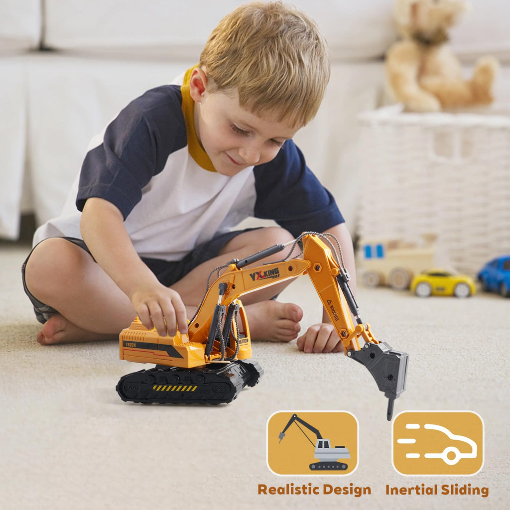 victob Diecast Drilling Rig Toy Truck – Friction Powered, 360° Rotating Cab, Ages 3-12