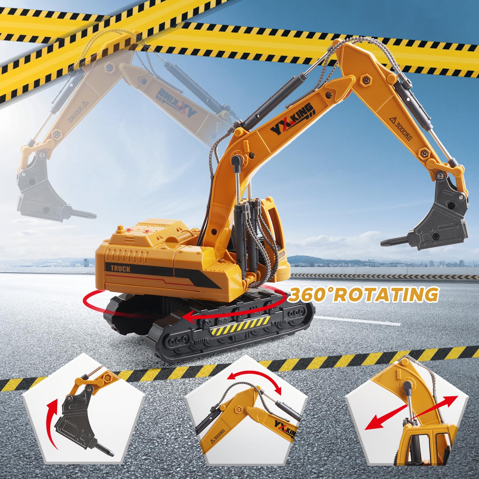 victob Diecast Drilling Rig Toy Truck – Friction Powered, 360° Rotating Cab, Ages 3-12