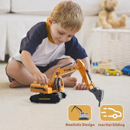 victob Diecast Drilling Rig Toy Truck – Friction Powered, 360° Rotating Cab, Ages 3-12