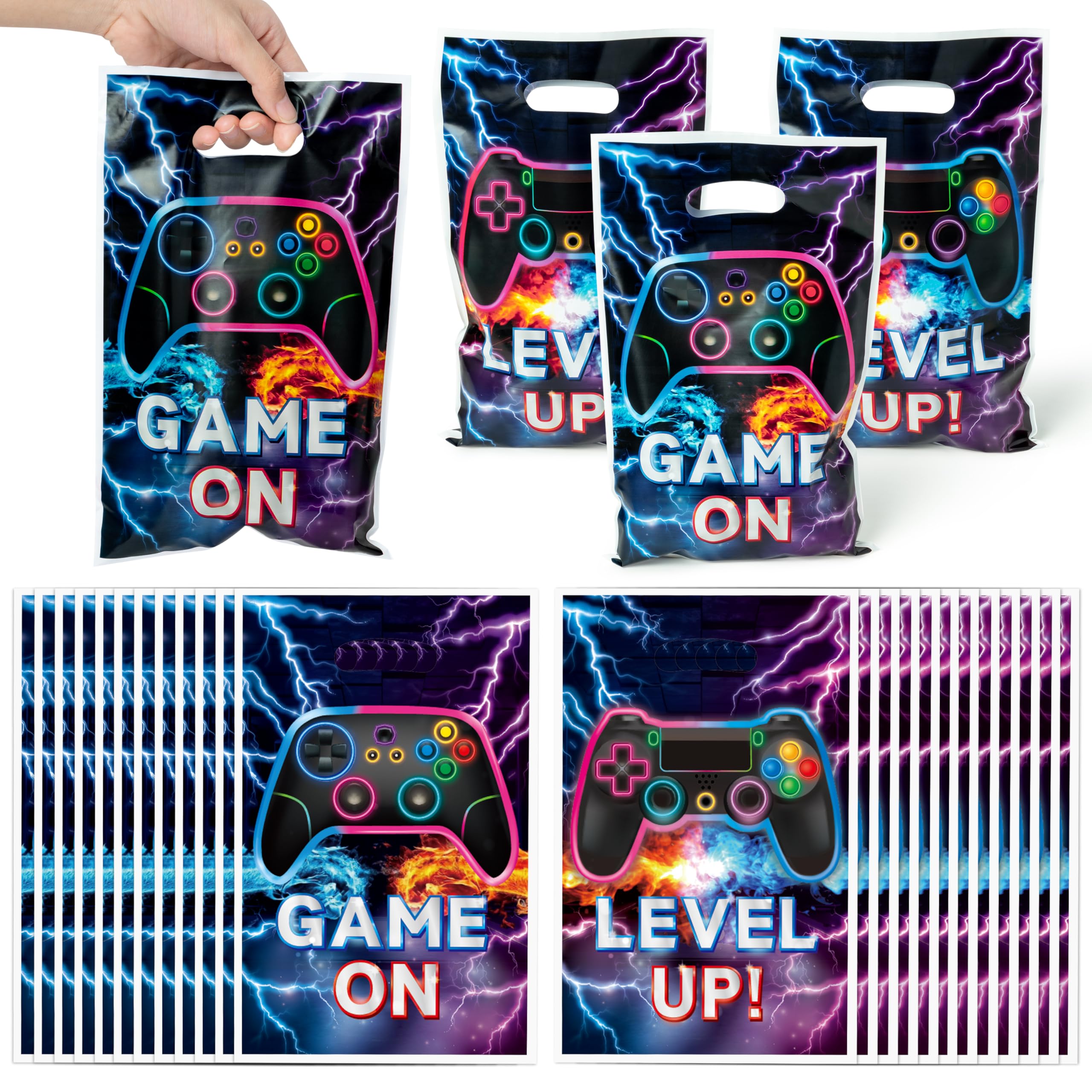 Video Game Party Favor Bags (50 Pack) – Gamer Themed Goody Bags for Birthday Parties