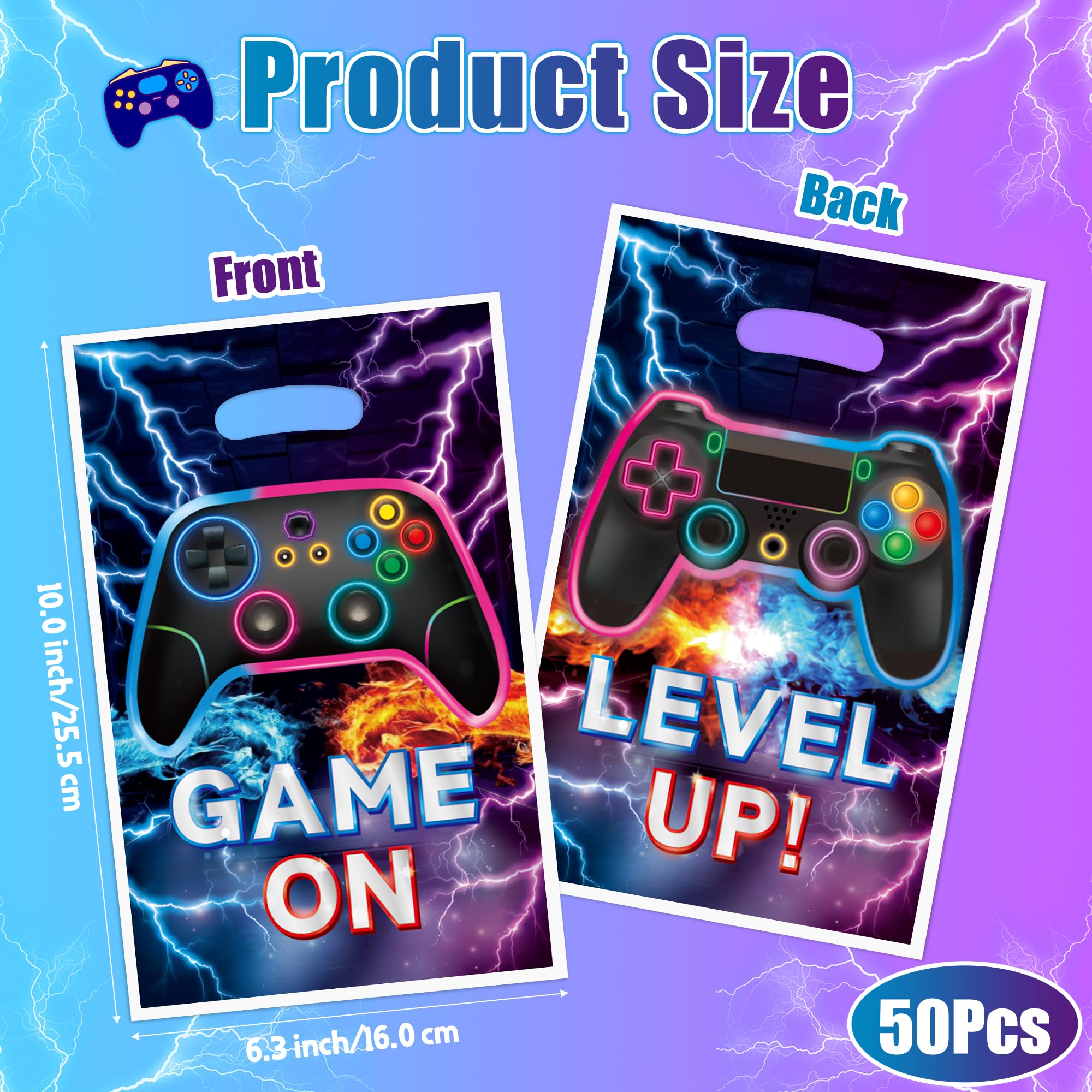 Video Game Party Favor Bags (50 Pack) – Gamer Themed Goody Bags for Birthday Parties