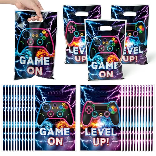 Video Game Party Favor Bags (50 Pack) – Gamer Themed Goody Bags for Birthday Parties