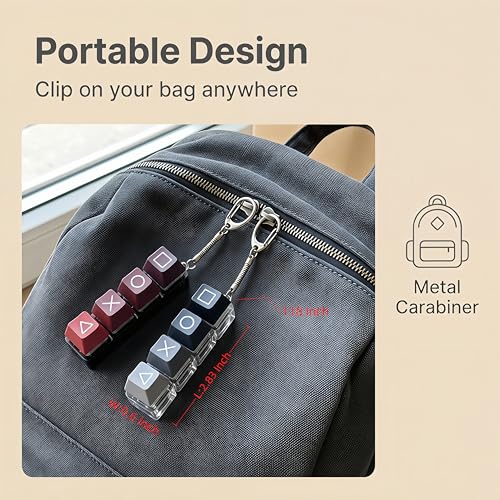 Vihimi Keyboard Fidget Keychain Set - 2 Pack Clicker Toy for Stress Relief, Portable Keychain Fidget Toy