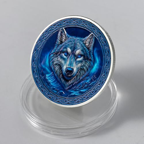 Viking Warrior Wolf Challenge Coin – Norse Mythology 40mm Metal Coin with Protective Case