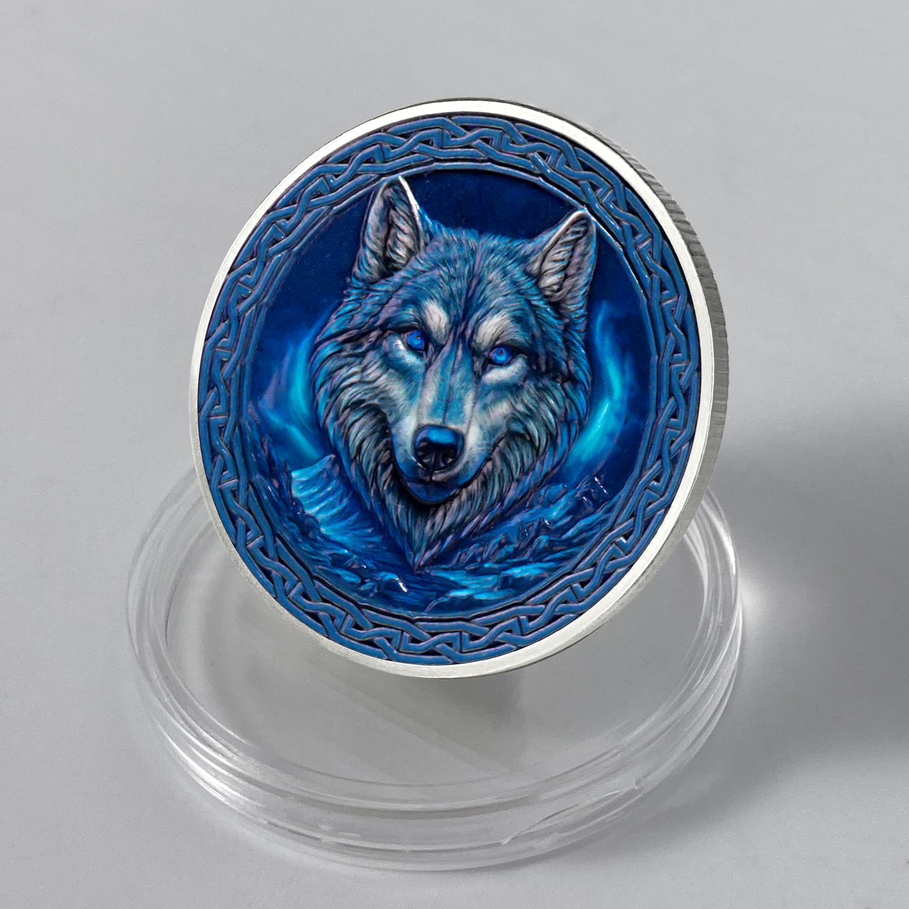 Viking Warrior Wolf Challenge Coin – Norse Mythology 40mm Metal Coin with Protective Case