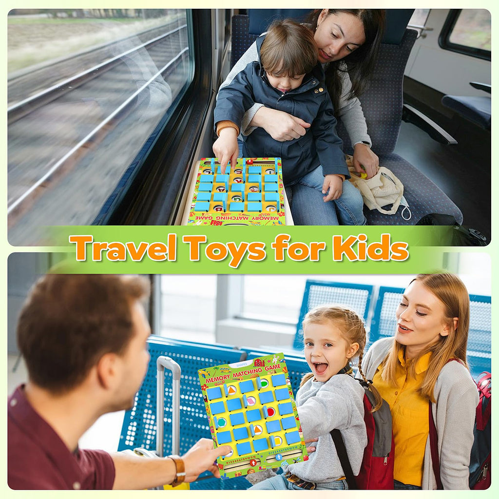 Vinlon Memory Matching Game – Flip to Win Board Game for Kids 3-8, Travel Toys for Road Trips and Airplane