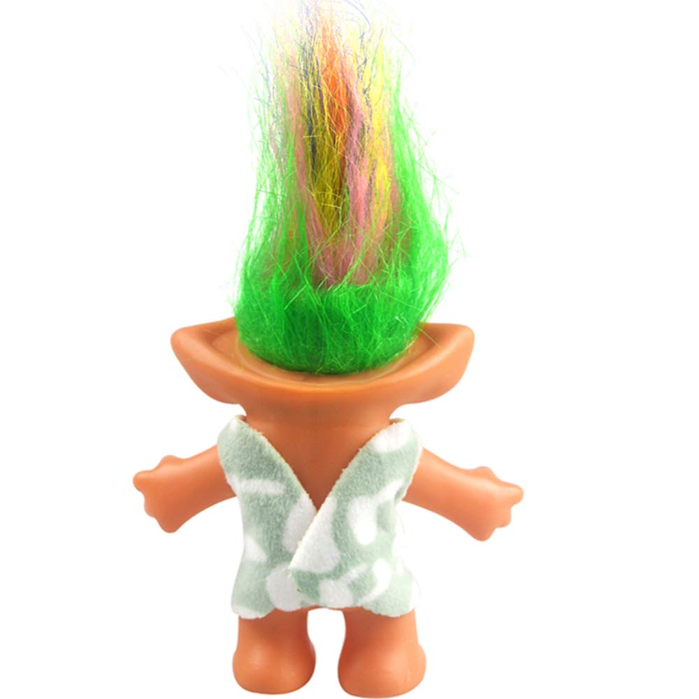Vintage Troll Doll 7.5 Inch Green with Soft Hair – Collectible for School Projects, Crafts, Party Favors by Yintlilocn