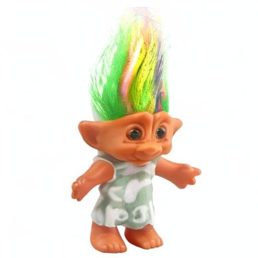 Vintage Troll Doll 7.5 Inch Green with Soft Hair – Collectible for School Projects, Crafts, Party Favors by Yintlilocn