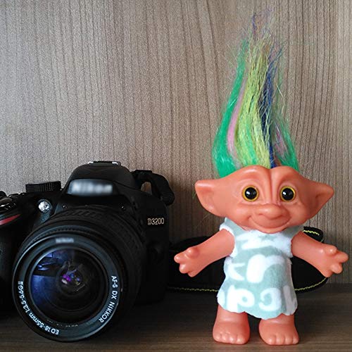 Vintage Troll Doll 7.5 Inch Green with Soft Hair – Collectible for School Projects, Crafts, Party Favors by Yintlilocn