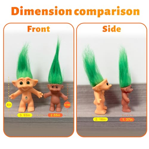 Vintage Troll Doll 7.5 Inch Retro Green Troll with Soft Hair - Yintlilocn