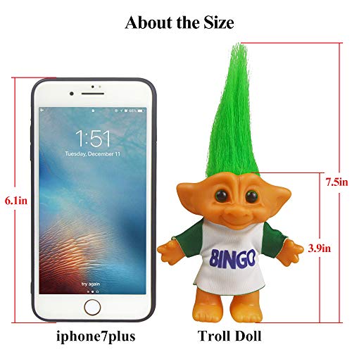 Vintage Troll Doll 7.5 Inch Retro Green Troll with Soft Hair - Yintlilocn