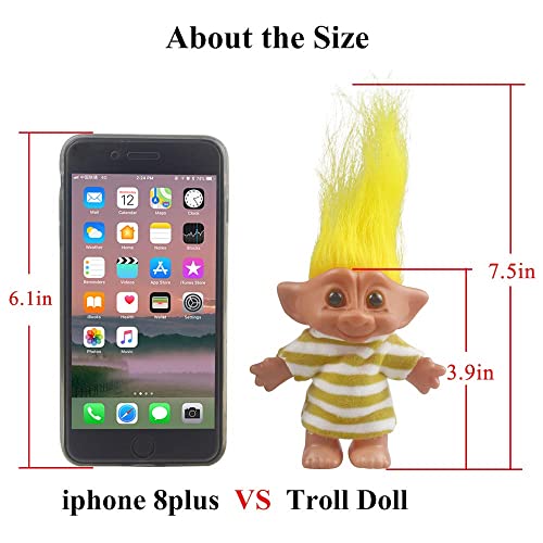 Vintage Troll Doll 7.5" Yellow – Yintlilocn Collectible Toy for Crafts, School Projects & Party Favors