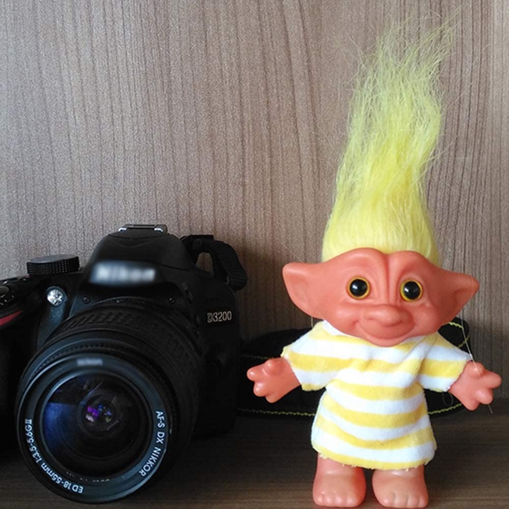 Vintage Troll Doll 7.5" Yellow – Yintlilocn Collectible Toy for Crafts, School Projects & Party Favors