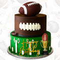 VioraWhite Large Football Cake Toppers Set - 8 Pieces with 5 Balls, Trophies, and Happy Birthday Sign for Sports Theme Parties