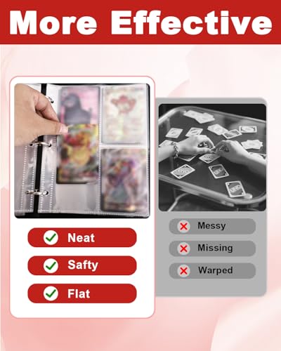 VIRIDI 4 Pocket Trading Card Binder - Red, Waterproof, Holds 400 Cards, Acid-Free Pages
