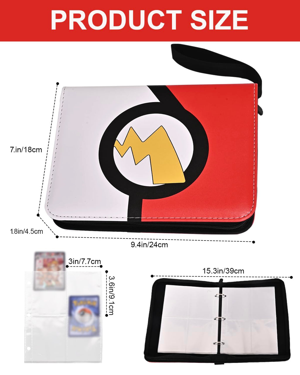 VIRIDI 4 Pocket Trading Card Binder - Red, Waterproof, Holds 400 Cards, Acid-Free Pages