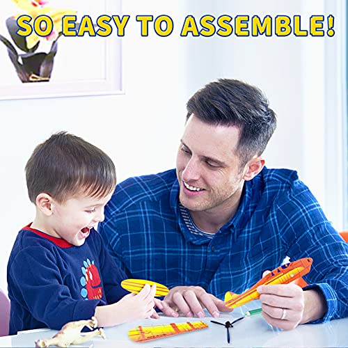 Visen 8-Inch Foam Glider Planes (12 Pack) - 12 Different Designs, Easy Assembly, Flying Toy for Kids Ages 3+