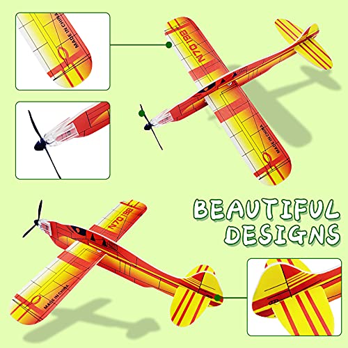 Visen 8-Inch Foam Glider Planes (12 Pack) - 12 Different Designs, Easy Assembly, Flying Toy for Kids Ages 3+