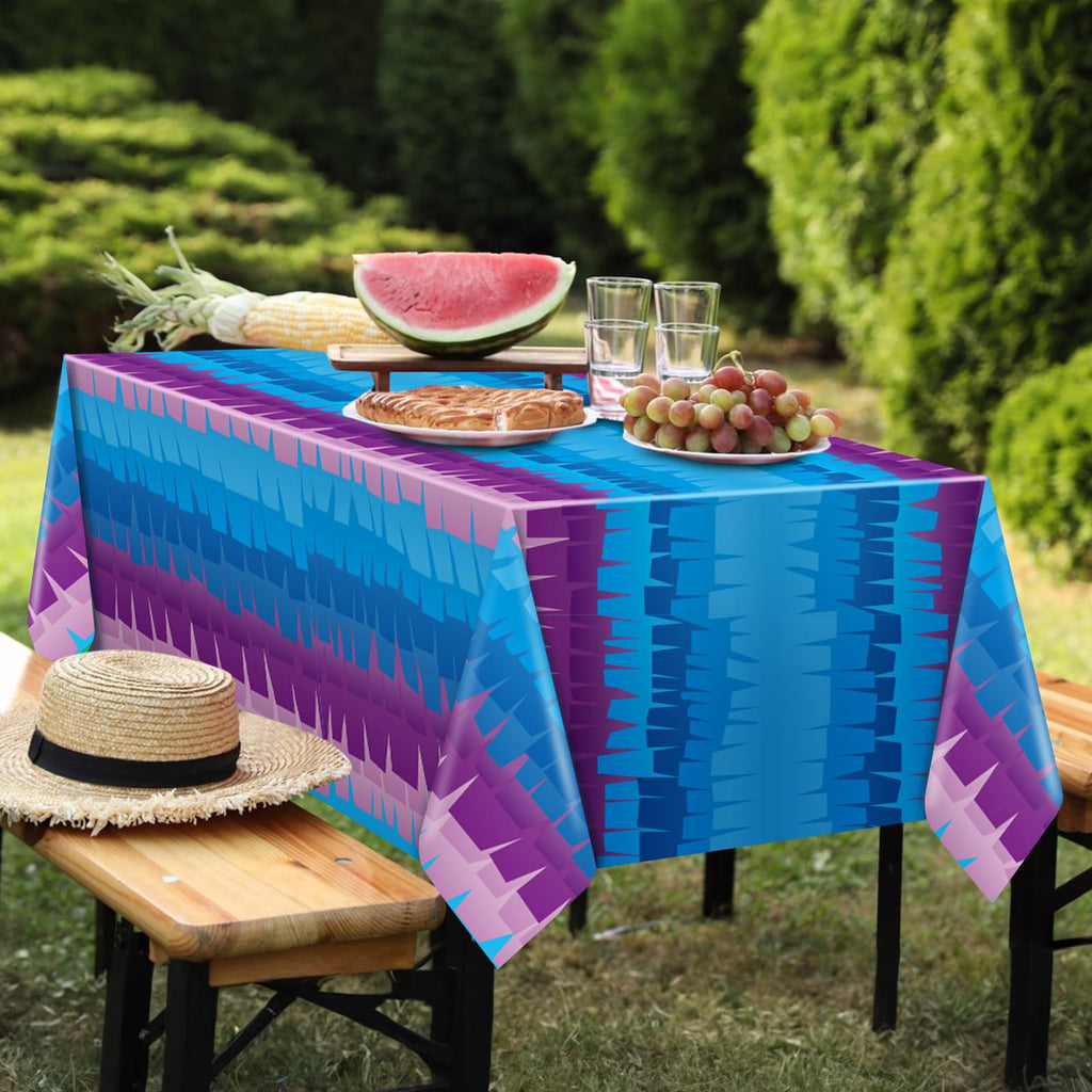 VitalCozy 3-Pack Video Game Plastic Tablecloths - 108x54 Inch Disposable Purple & Blue Party Table Cover